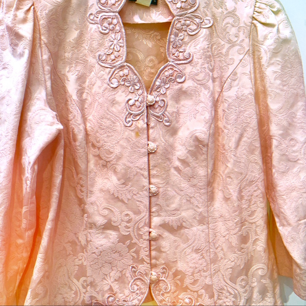 DAVID ROSE Vintage Elegant Pink Lace Women's Jacket Size XL